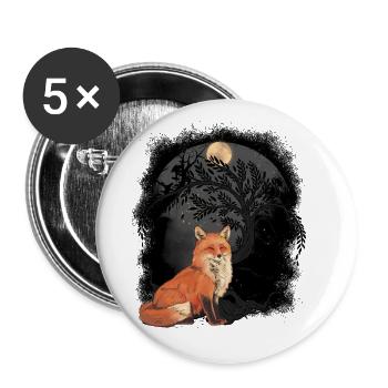 Mystisch Fuchs Füchse - Buttons klein 25 mm (5er Pack) - Weiß - Vorne