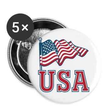 Drapeau des États-Unis - Lot de 5 petits badges (25 mm) - blanc - Devant
