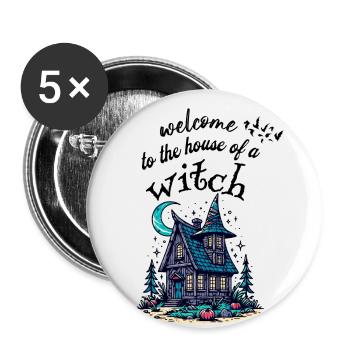 Bienvenue dans la maison de la sorcière - Sorcellerie et motif de sorcière - Lot de 5 petits badges (25 mm) - blanc - Devant