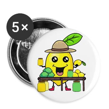 Lemon Lemons Juice Shop Lemon Summer Fruit - Buttons small 1''/25 mm (5-pack) - white - Front