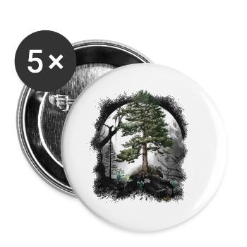 Forêt Nature Nature Amoureux Arbres Arbre - Lot de 5 petits badges (25 mm) - blanc - Devant
