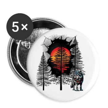Wolf Wölfe mystisch Wald Waldtiere Märchen - Buttons klein 25 mm (5er Pack) - Weiß - Vorne