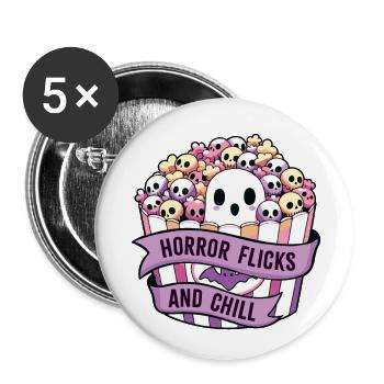 Horror Flicks and Chill - Buttons small 1''/25 mm (5-pack) - white - Front
