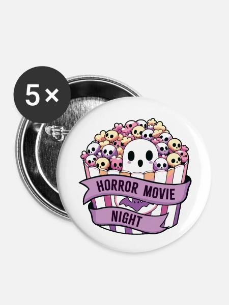 Horrorfilm-Nacht - Buttons klein 25 mm (5er Pack) - Weiß