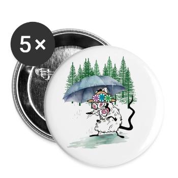 Parapluie Enfants Enfant Rat Forêt Randonnée - Lot de 5 petits badges (25 mm) - blanc - Devant