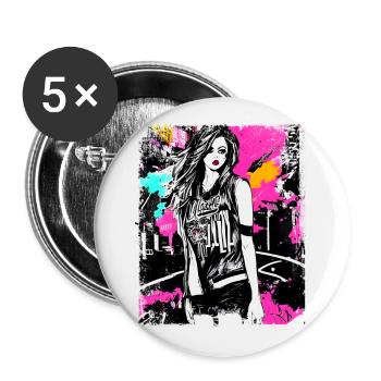 Art de la mode de rue audacieux - Lot de 5 petits badges (25 mm) - blanc - Devant