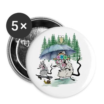 Famille Souris Excursion en forêt Loisir Rat Rats - Lot de 5 petits badges (25 mm) - blanc - Devant