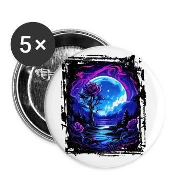 Clair de lune de rêve et rose enchanteresse - Lot de 5 petits badges (25 mm) - blanc - Devant