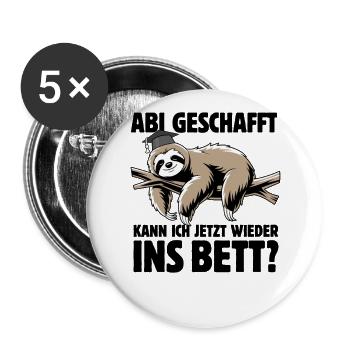 Faultier - Abitur geschafft wieder ins Bett? - Buttons klein 25 mm (5er Pack) - Weiß - Vorne