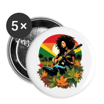 Guitariste de reggae rastafari - Lot de 5 petits badges (25 mm) - blanc - Devant