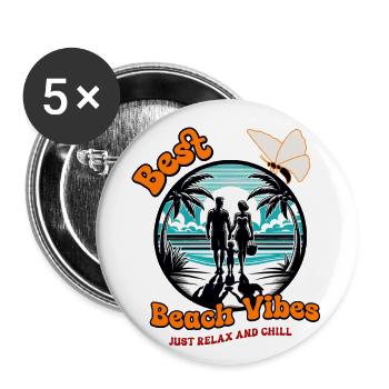 Familie am Strand Meer mit Spruch - Buttons klein 25 mm (5er Pack) - Weiß - Vorne