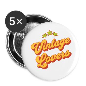 Vintage Lovers Spruch - Buttons klein 25 mm (5er Pack) - Weiß - Vorne