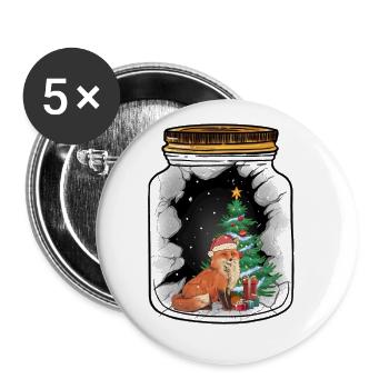Weihnachten Nikolaus Fuchs Santa Kinder - Buttons klein 25 mm (5er Pack) - Weiß - Vorne