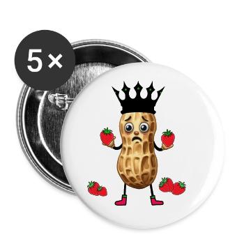 Roi Cacahuète Fraise Fruit Fruits Baies Fruit - Lot de 5 petits badges (25 mm) - blanc - Devant