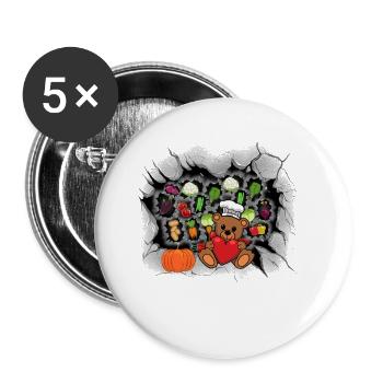 Gemüse Küche Koch Teddy Köche Köchin Gastgeber - Buttons klein 25 mm (5er Pack) - Weiß - Vorne