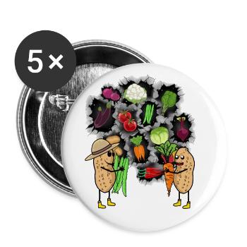 Cacahuètes Cacahuètes Légumes Jardin Cuisine Végétarien - Lot de 5 petits badges (25 mm) - blanc - Devant