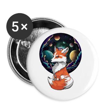 Mystischer Fuchs Füchse Füchsin Planeten All - Buttons klein 25 mm (5er Pack) - Weiß - Vorne