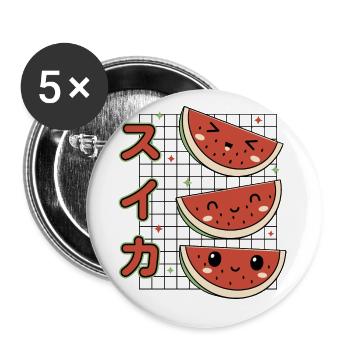 Kawaii Watermelons - Buttons small 1''/25 mm (5-pack) - white - Front
