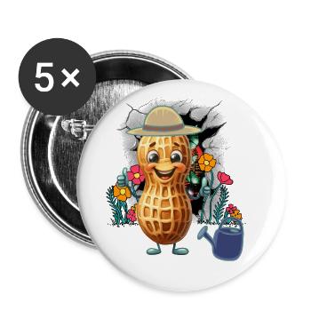 Nature, Amoureux de la Nature, Cacahuète, Fleurs, Fleur, Noix - Lot de 5 petits badges (25 mm) - blanc - Devant