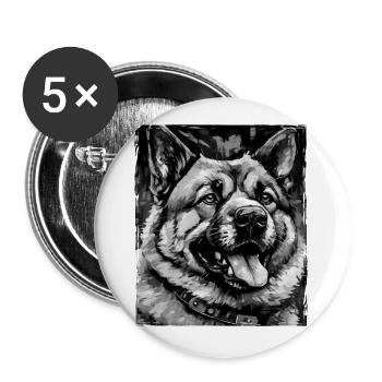 Akita Dog Portrait - Buttons small 1''/25 mm (5-pack) - white - Front