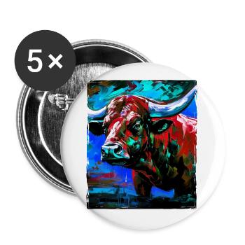 Bulle Porträt Taurus - Buttons klein 25 mm (5er Pack) - Weiß - Vorne