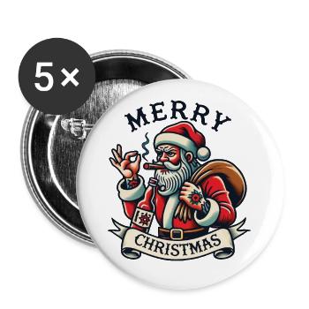 Tattoo Style Christmas Merry Christmas - Buttons small 1''/25 mm (5-pack) - white - Front