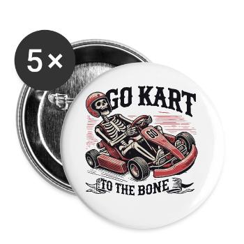 Du karting au squelette osseux du coureur - Lot de 5 petits badges (25 mm) - blanc - Devant