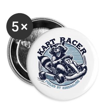 Go-kart racer with thrills - Buttons small 1''/25 mm (5-pack) - white - Front