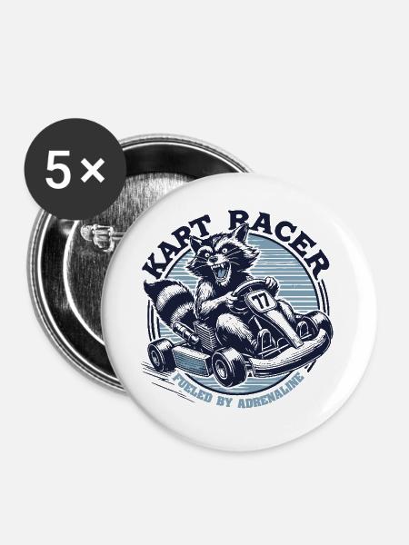 Go-Kart Racer Mit Nervenkitzel - Buttons klein 25 mm (5er Pack) - Weiß