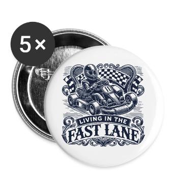 Go-kart in the fast lane funny saying - Buttons small 1''/25 mm (5-pack) - white - Front