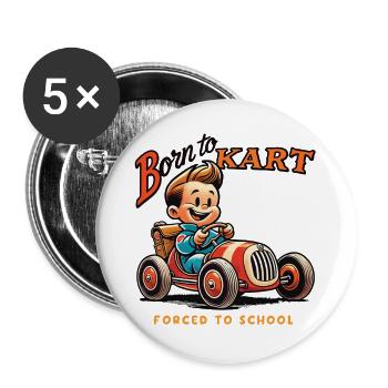 Born for karting retro style - Buttons small 1''/25 mm (5-pack) - white - Front