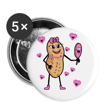 Erdnuss Schönheit Nuss Kosmetik Schminke - Buttons klein 25 mm (5er Pack) - Weiß - Vorne