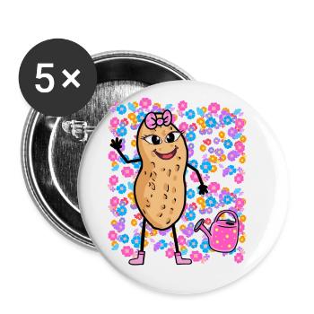 Printemps Été Cacahuète Fleurs Filles Enfants - Lot de 5 petits badges (25 mm) - blanc - Devant