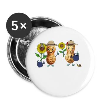 Cacahuète Jardinier Jardinage Fleurs Cacahuètes - Lot de 5 petits badges (25 mm) - blanc - Devant