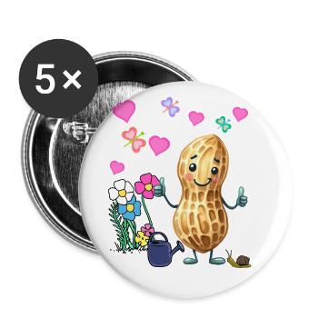 Cacahuète Printemps Jardin Fleurs Enfants - Lot de 5 petits badges (25 mm) - blanc - Devant