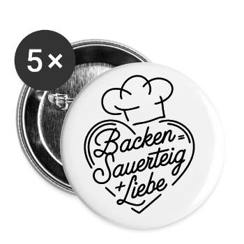 Brot Backen mit Sauerteig und Liebe - Buttons klein 25 mm (5er Pack) - Weiß - Vorne