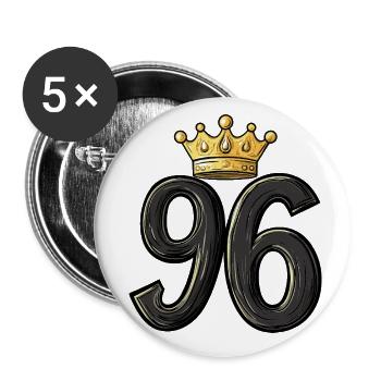 96 Nombre Couronne - Lot de 5 petits badges (25 mm) - blanc - Devant