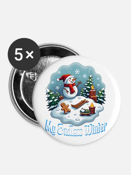 Mein endloser Winter - Buttons klein 25 mm (5er Pack) - Weiß