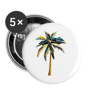 Geometric Palm Tree – Tropical Polygon Design - Buttons small 1''/25 mm (5-pack) - white - Front