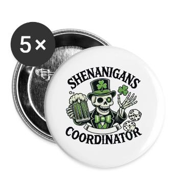 Shenanigans Koordinator Sankt Patrick Tag - Buttons klein 25 mm (5er Pack) - Weiß - Vorne