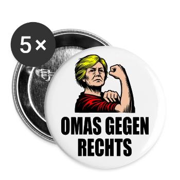Omas gegen rechts - Buttons klein 25 mm (5er Pack) - Weiß - Vorne