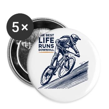 Bike Descent Retro The Best Life Runs Downhill - Buttons small 1''/25 mm (5-pack) - white - Front