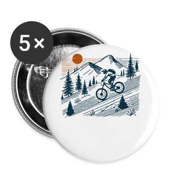 VTT Aventure Vélo Nature Rétro Design - Lot de 5 petits badges (25 mm) - blanc - Devant