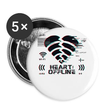 Heart: Offline – Glitch Korrupt Herz Verbindung - Buttons klein 25 mm (5er Pack) - Weiß - Vorne