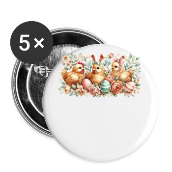 Poussin de Pâques Vintage Retro Poulets - Lot de 5 petits badges (25 mm) - blanc - Devant