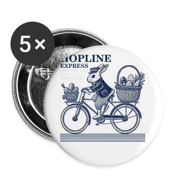 Hopline de Pâques Express Esthétique rétro - Lot de 5 petits badges (25 mm) - blanc - Devant