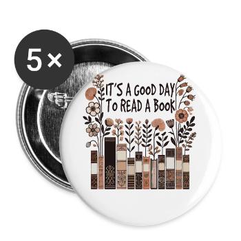 Bücherwurm Lustiger Buch Spruch Lesen Ist Therapie - Buttons klein 25 mm (5er Pack) - Weiß - Vorne