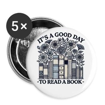 Bücherwurm Lustiger Buch Spruch Lesen Ist Therapie - Buttons klein 25 mm (5er Pack) - Weiß - Vorne