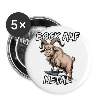 Tiermotiv im Metal-Stil - Buttons klein 25 mm (5er Pack) - Weiß - Vorne