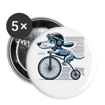 Witziges Hund Fahrrad Design für Radliebhaber - Buttons klein 25 mm (5er Pack) - Weiß - Vorne